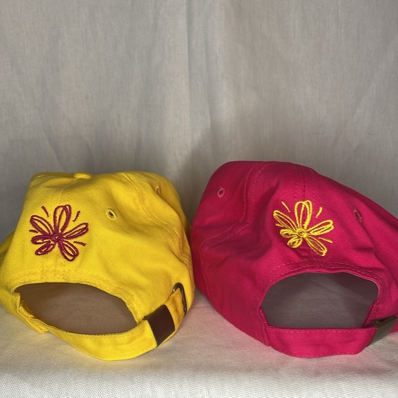 Itsa Girl Thing Pink & Yellow Adjustable Women’s Hats (2 Hats) Brand New - Picture 3 of 3